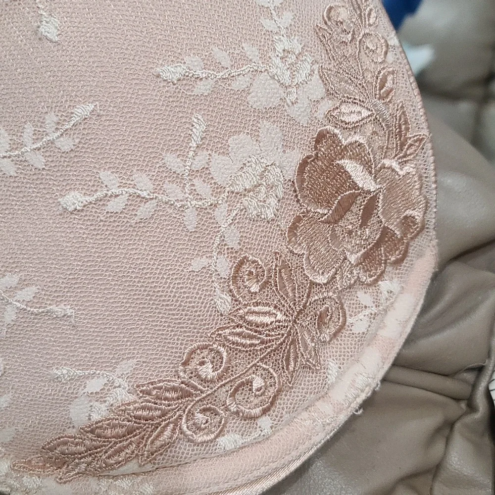 Playtex Womens Underwire‎ Bra Beige Fliral Lace Applique Adjustable Sz 36DDD EUC